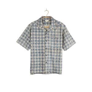 NEW UMBER & OCHRE men's khushi camp shirt in indigo circles